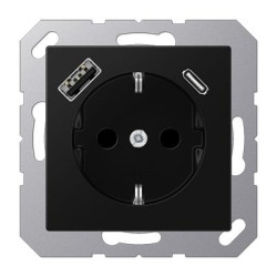Розетка з накладкою Jung A A1520-15CASW з USB чорний