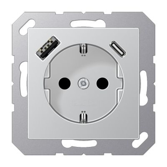 Розетка з накладкою Jung A A1520-15CAAL з USB тип (A+C) алюміній