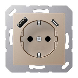 Розетка з накладкою Jung A A1520-15CACH з USB шампань
