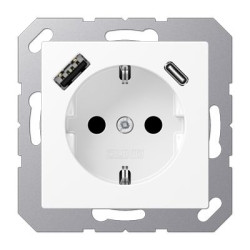 Розетка з накладкою Jung A A1520-15CAWWM з USB білий