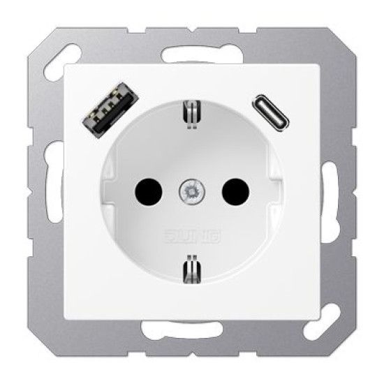 Розетка з накладкою Jung A A1520-15CAWWM з USB білий