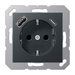 Розетка з накладкою Jung A A1520-15CAANM з USB антрацит