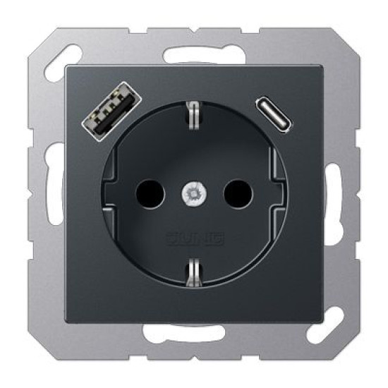 Розетка з накладкою Jung A A1520-15CAANM з USB антрацит