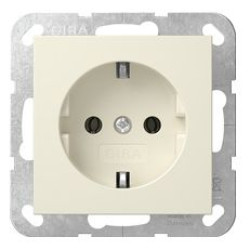 Розетка Gira System 55 із заземлюючим контактом кремова глянцева (418801)