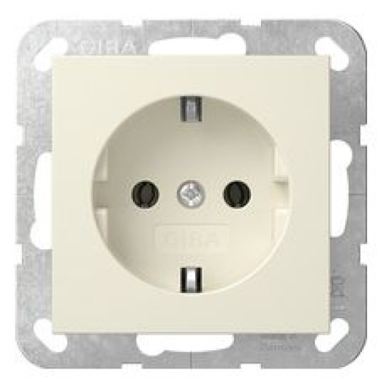 Розетка Gira System 55 із заземлюючим контактом кремова глянцева (418801)