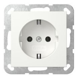 Розетка Gira System 55 із заземлюючим контактом біла глянцева (418803)