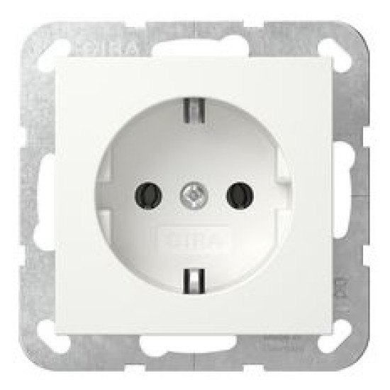 Розетка Gira System 55 із заземлюючим контактом біла матова (418827)