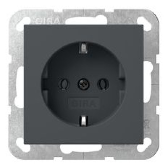 Розетка Gira System 55 із заземлюючим контактом антрацит (418828)