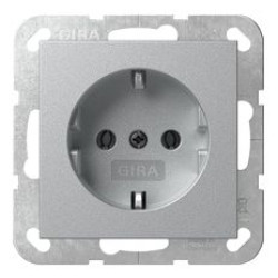 Розетка Gira System 55 із заземлюючим контактом алюміній (418826)