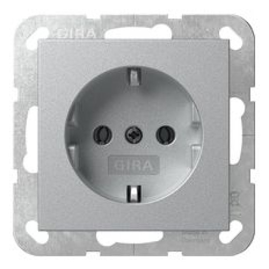 Розетка Gira System 55 із заземлюючим контактом алюміній (418826)