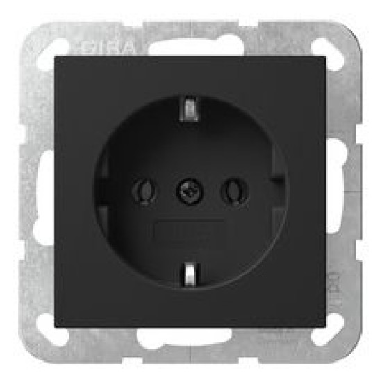 Розетка Gira System 55 із заземлюючим контактом чорна матова (4188005)