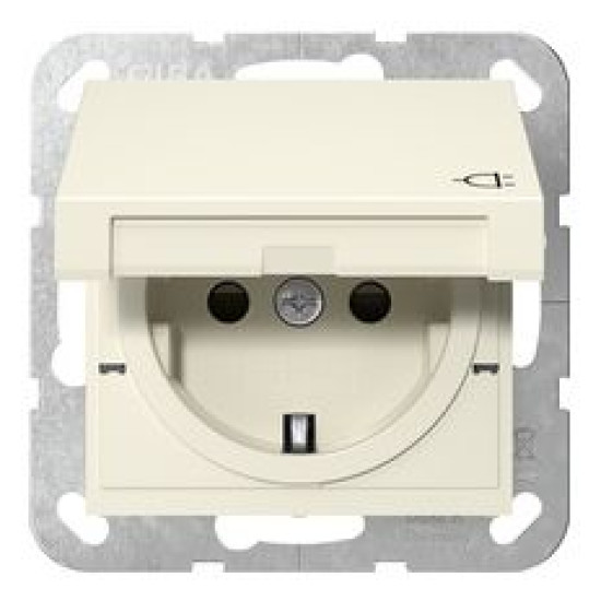 Розетка Gira System 55 з кришкою та шторками кремова глянцева (441401)