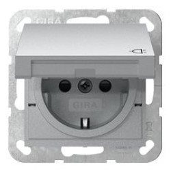 Розетка Gira System 55 з кришкою та шторками алюміній (441426)