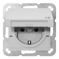 Розетка Gira System 55 з кришкою та шторками сіра матова (4414015)