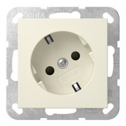 Розетка Gira System 55 зі шторками кремова глянцева (441801)