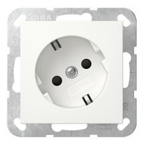 Розетка Gira System 55 зі шторками біла глянцева (441803)