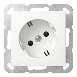Розетка Gira System 55 зі шторками біла матова (441827)