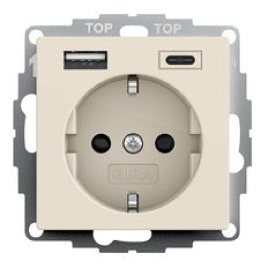 Розетка з USB 2-постова Gira System 55 кремова глянцева (245901)