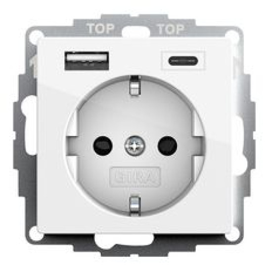 Розетка з USB 2-постова Gira System 55 біла глянцева (245903)