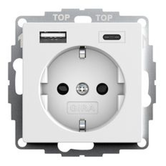 Розетка з USB 2-постова Gira System 55 біла матова (245927)