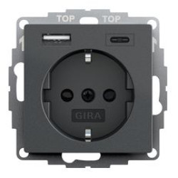 Розетка з USB 2-постова Gira System 55 антрацит (245928)