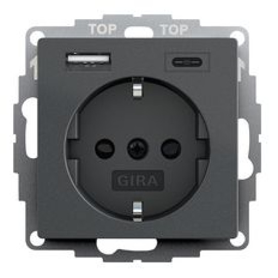 Розетка з USB 2-постова Gira System 55 антрацит (245928)