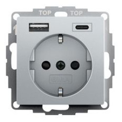Розетка з USB 2-постова Gira System 55 алюміній (245926)