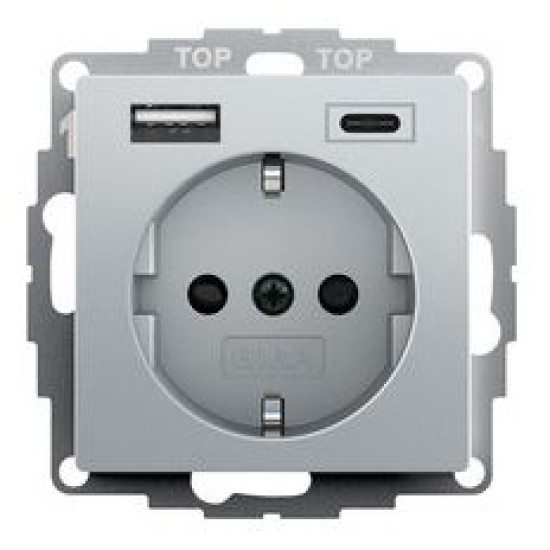Розетка з USB 2-постова Gira System 55 алюміній (245926)