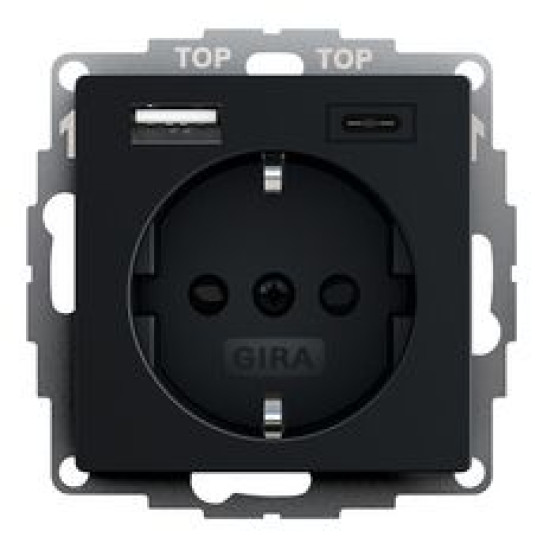 Розетка з USB 2-постова Gira System 55 чорна матова (2459005)