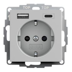Розетка з USB 2-постова Gira System 55 сіра матова (2459015)