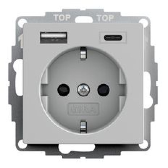 Розетка з USB 2-постова Gira System 55 сіра матова (2459015)