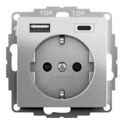 Розетка з USB 2-постова Gira System 55 сталь (2459600)