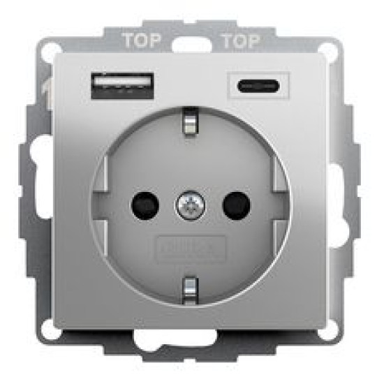 Розетка з USB 2-постова Gira System 55 сталь (2459600)