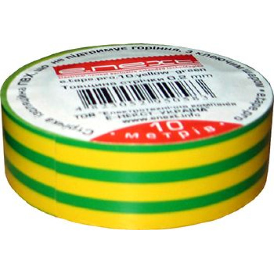 Ізолента E.Next e.tape.stand.20.yellow-green 20м жовто-зелена (s022017)