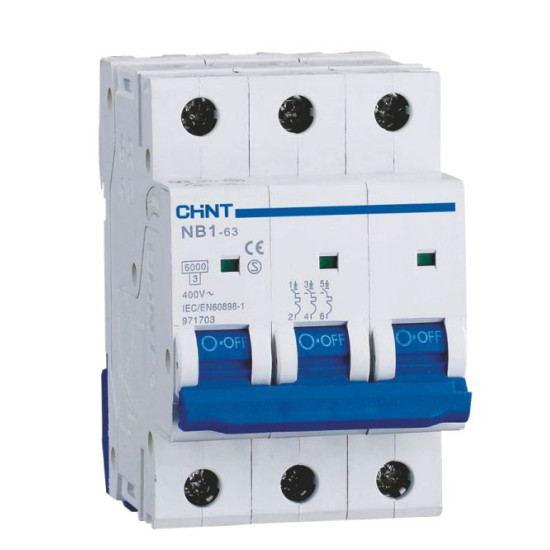 Автоматичний вимикач Chint NB1-63 3P B2 6кА DB (179687)