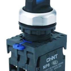 Перемикач Chint NP8-11XD/336 1NO+1NC AC 110В-230В 3 положення з підсвіткою із самоповерненням синя IP65 (578878)