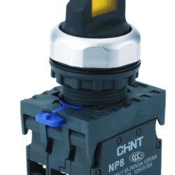 Перемикач Chint NP8-11XD/315 1NO+1NC AC 110В-230В 3 положення з підсвіткою з фіксацією жовта IP65 (667163)
