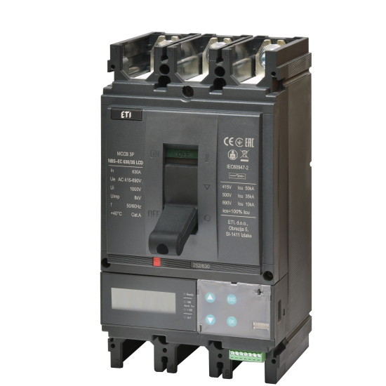 Автоматический выключатель ETI NBS-EC 630/3L LCD 630A 36кА 3P (4673149)