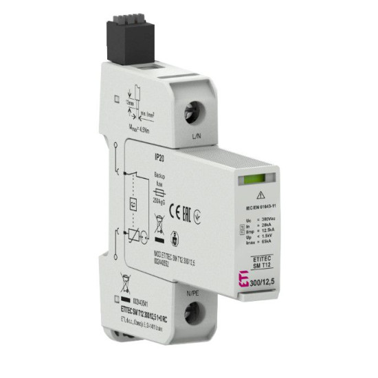 Обмежувач перенапруги ETITEC SM T12 300/12,5 1+1 2p TТ (2440548)