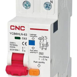 Диференційний вимикач CNC YCB6HLN-63 32А 1Р+N 6кА 30мА (Б00036439)