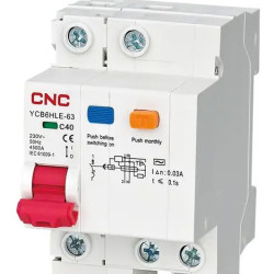 Диференційний вимикач CNC YCB6HLE 25А 1Р+N 4,5кА 30мА (Б00030456)