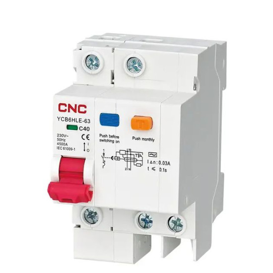 Диференційний вимикач CNC YCB6HLE 25А 1Р+N 4,5кА 30мА (Б00030456)