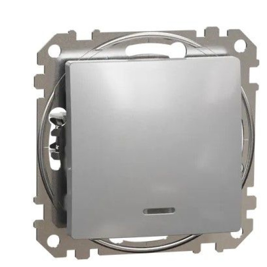 Перехресний перемикач Schneider Electric Sedna Design & Elements з підсвіткою алюміній SDD113107L