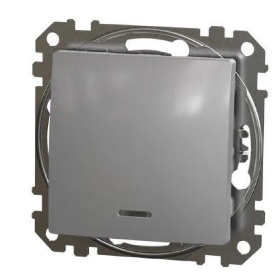 Перехресний перемикач Schneider Electric Sedna Design & Elements з підсвіткою алюміній SDD113107L