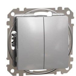 Кнопковий двоклавішний вимикач Schneider Electric Sedna Design & Elements алюміній SDD113118