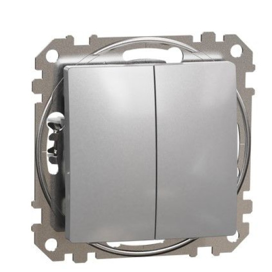Кнопковий двоклавішний вимикач Schneider Electric Sedna Design & Elements алюміній SDD113118