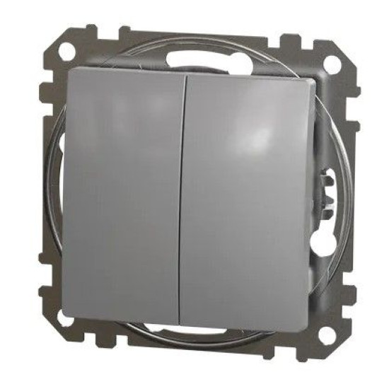 Кнопковий двоклавішний вимикач Schneider Electric Sedna Design & Elements алюміній SDD113118