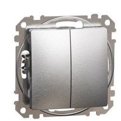 Кнопковий двоклавішний вимикач Schneider Electric Sedna Design & Elements матовий алюміній SDD170118