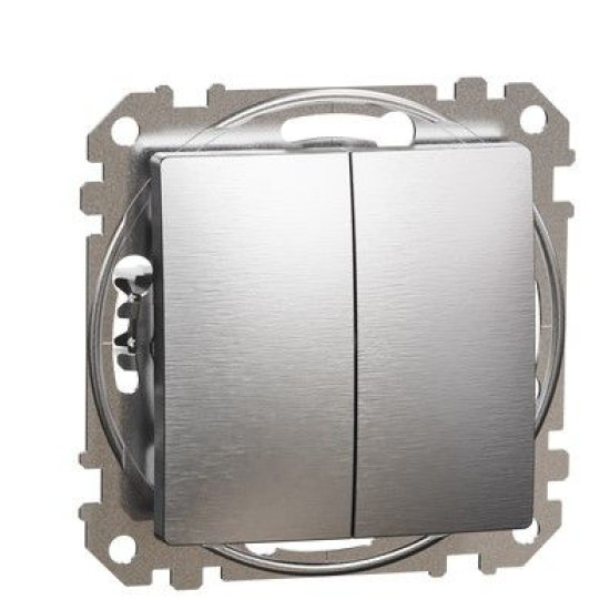 Кнопковий двоклавішний вимикач Schneider Electric Sedna Design & Elements матовий алюміній SDD170118