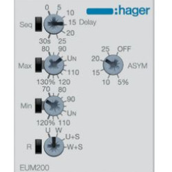 Реле контролю фаз Hager EUM200 2 перекидних контакти без затримки на увімкнення